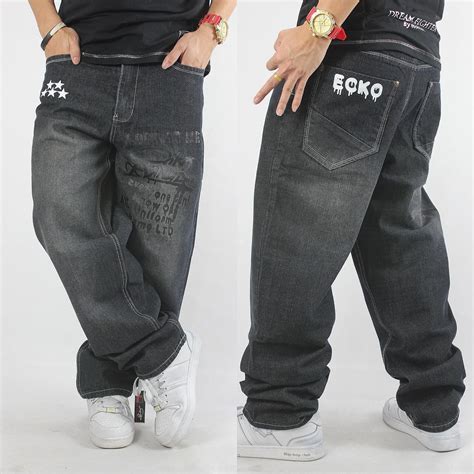 New Mens Jeans Ecko HipHop Pants Baggy Loose Denim Streetwear Trousers