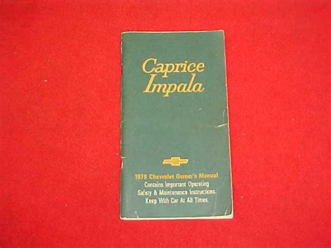 Find Chevrolet Caprice Impala Original Owners Manual Service Guide