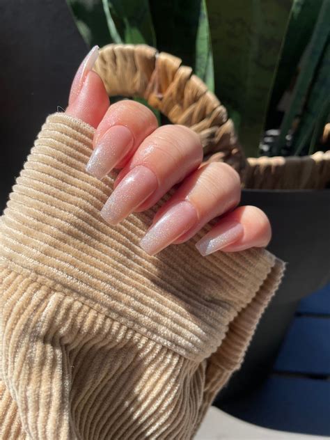 Nude Shimmer Cateye Press On Nail Set With Prep Kit Etsy