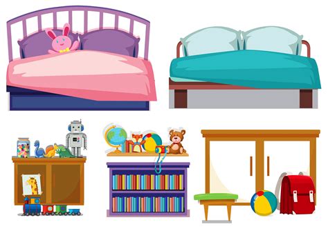 Bedroom objects white background 295273 Vector Art at Vecteezy