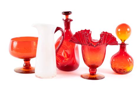 Lot Five Pieces Of Red Blenko Glass