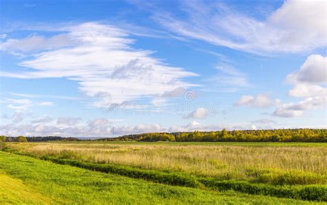 Autumn Blue Sky And Field Panorama Stock Photo Image Of Natural