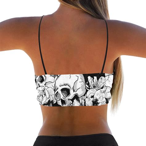 Skull Floral Bikini Top Crop Bikini Top Model S ID D