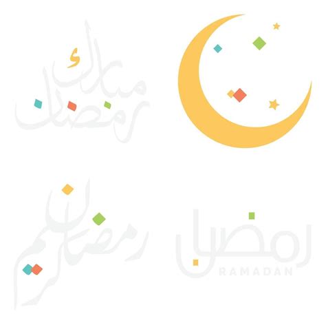 Arabic Greeting Typography Set For Ramadan Kareem Celebrations