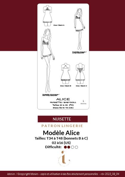 Patron Nuisette ALICE Idonim Lingerie