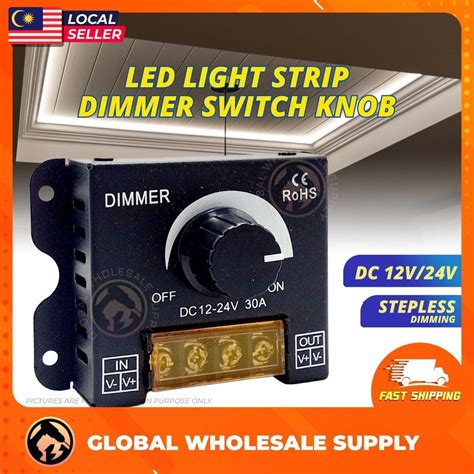 30A ROTARY DIMMER DC12 24V Light Strip Dimmer Knob Adjust Brightness ON