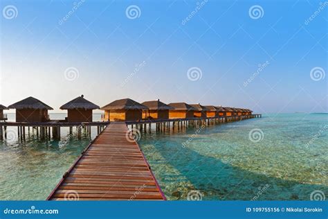 Bungalows on Tropical Maldives Island Stock Photo - Image of caribbean ...