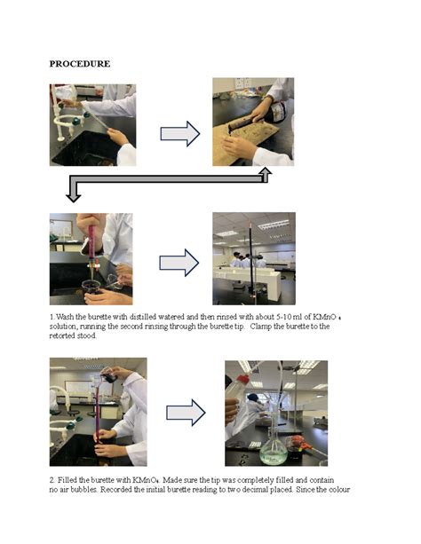 Procedure Chm Exp Redox Titration Procedure The Burette With