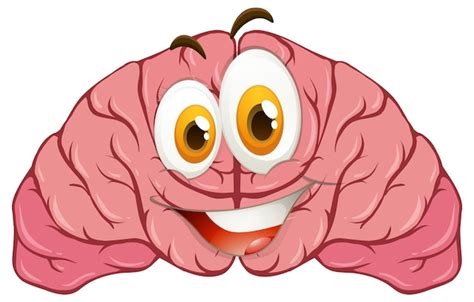 Cerebro humano de dibujos animados con expresión facial Vector Gratis