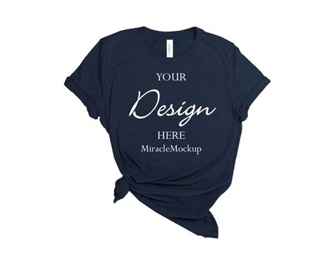 Bella Canvas Navy Mock Up Shirt Unisex Men S Etsy