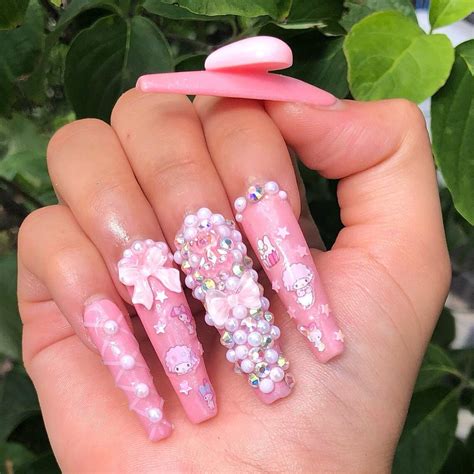 Sanrio My Melody Kawaii 3d Bling Press On Nails Etsy