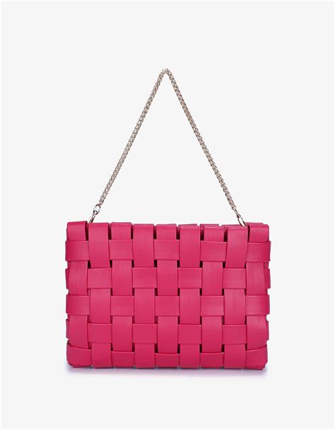 Lindy Clutch Woven Large Magenta Remireid