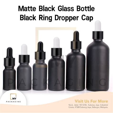 Matte Black Glass Bottle Ml To Ml Black Ring Glass Dropper Cap