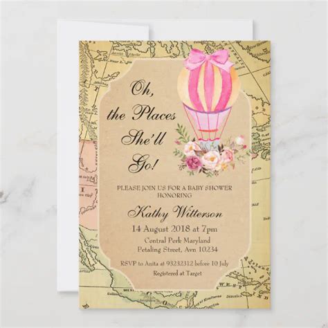 Vintage Hot Air Balloon Baby Shower Invitation Zazzle