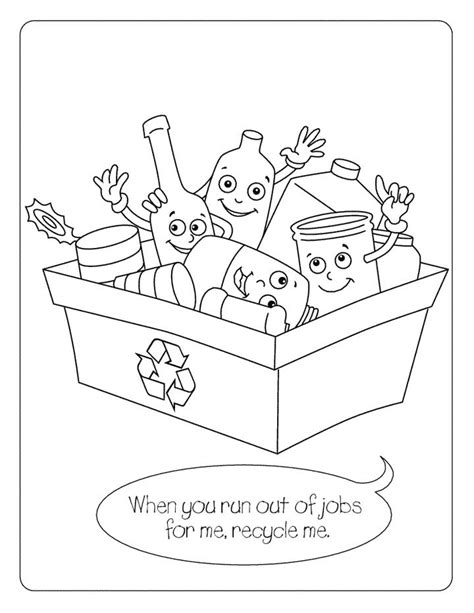 Recycling Coloring Page For Kids Free Printable Picture