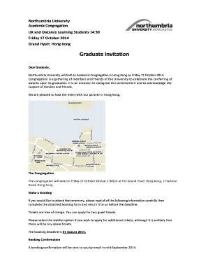 Fillable Online Northumbria Ac Graduate Invitation Northumbria