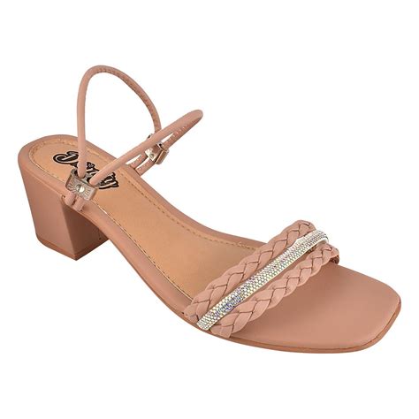 Sandália feminina adulta de salto bloco confortável SS11 Nude