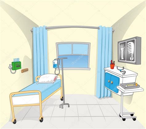 This illustration and background setting of a hospital room Stock ...