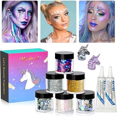 Amazon 8 Boxes Makeup Face Body Glitter 6 Colors Loose