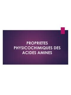 PROPRIETES PHYSICOCHIMIQUES DES ACIDES AMINES Proprietes