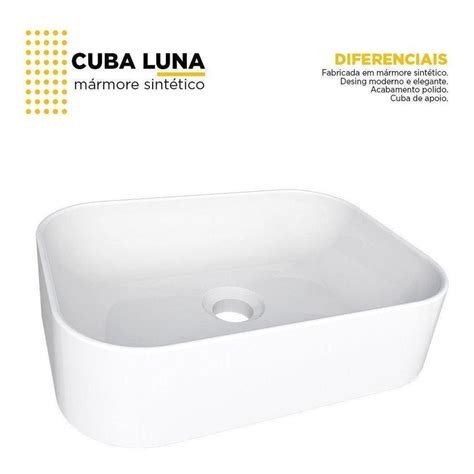 Cuba Para Banheiro Luna Branca Em Marmore Sintetico Cozimax Pontofrio