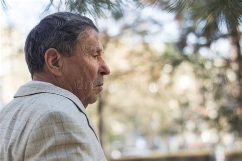 Portrait Of Senior Man Looking Thoughtful Stock Photo Image Of