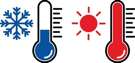 Hot And Cold Temperature Thermometer Icons Vector Art At Vecteezy