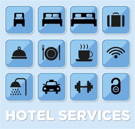 Conjunto De Iconos De Servicios De Hotel Vector Premium