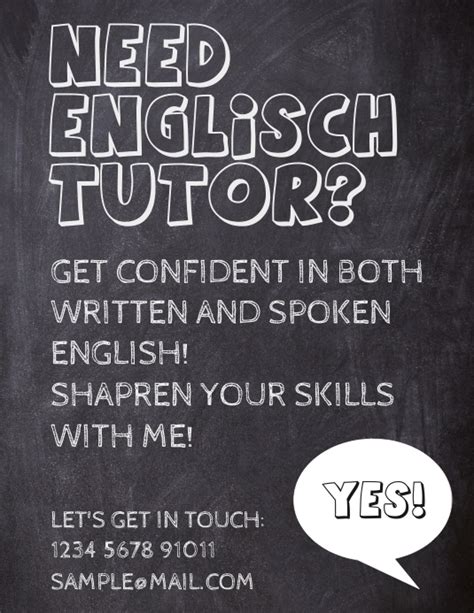 English Tutor Teaching Classes Blackboard Flyer Template Postermywall