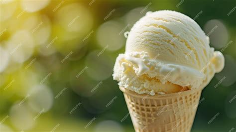 Premium Photo | Vanilla ice cream cone