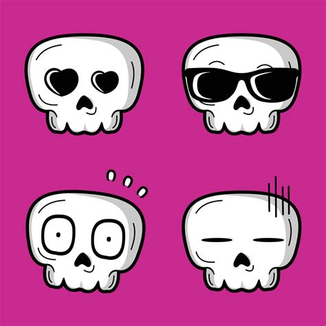 vector illustration of cute kawaii skull emoji 11137372 Vector Art at ...