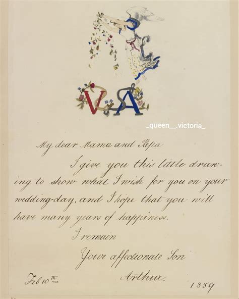 Watercolour and letter by Prince Arthur to his parents, Queen Victoria ...