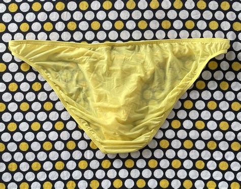 Men S Sexy Yellow Size M Thin Sheer Unlined Bikini Swim Brief Swimsuit EBay
