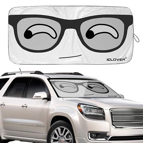 Car Sunshade Windshield With Glasses Design Iclover Foldable Front