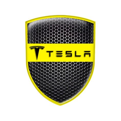 Tesla Shield Silicone Sticker Steel Yellow Edition | Domed Emblems ...