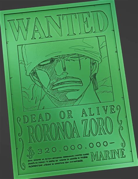 Zoro Wanted Poster One Piece 3d Models Download Creality Cloud