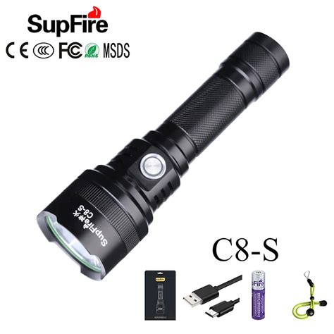 Review Super Powerful Led Flashlight SupFire C8 S Torch 2500LM USB