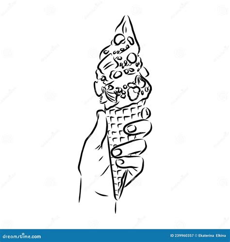 Ice Cream Cone Doodle Ice Cream Vector Stock Vector Illustration Of