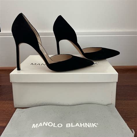 Manolo Blahnik Shoes Manolo Blahnik Black Suede Dorsay 5 Mm Pumps