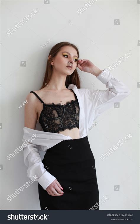 Portrait Sexy Woman Large Earrings Brunette Stock Photo 2224775465 Shutterstock