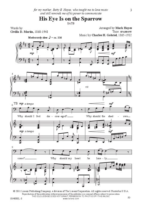 His Eye Is on the Sparrow (SATB ) arr. Mark | J.W. Pepper Sheet Music