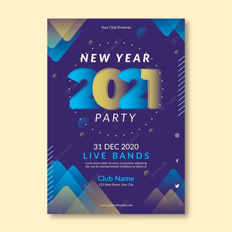 Premium Vector New Year 2021 Party Poster Template