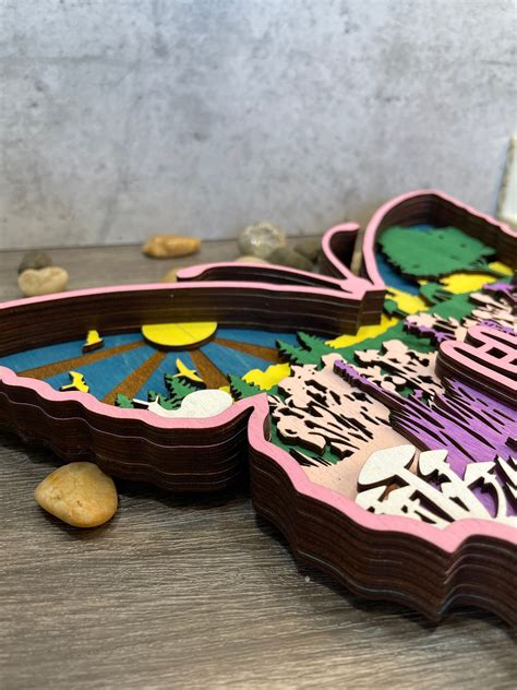 Layered Wood Butterfly, 3D Wood Butterfly, Laser Cut Butterfly, Multi