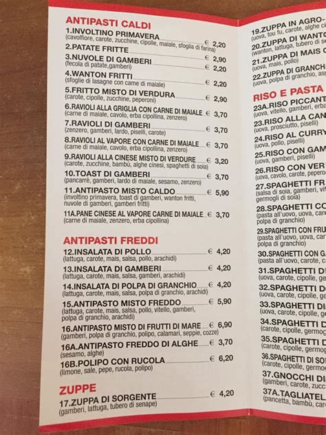 Menu At Ristorante Cinese Drago Rosso Di Xu Leping Piancogno