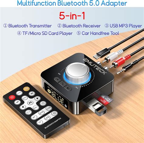 Emuteck Receptor Transmisor De Audio Bluetooth Con Control Remoto