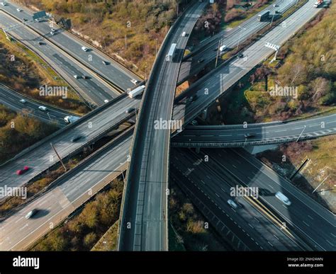 busy motorway interchange junction   uk stock photo alamy