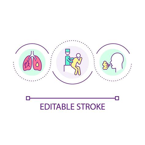 Coughing loop concept icon. Respiratory virus. Check lungs. Pulmonology diseases. Medical ...