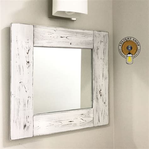 Whitewash Mirror Wood Frame Mirror White Wood Mirror Etsy Wood