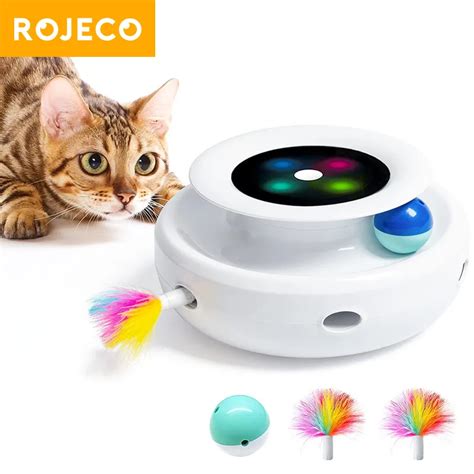 Rojeco In Smart Cat Toys Automatic Feather Fun Ball Toy Set For Cat