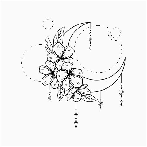 Premium Vector Crescent Moon Dream Catcher With Beautiful Floral Line